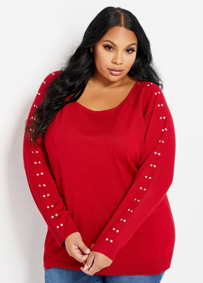 Studded Knit Sweater, Best Plus Size Sweaters For Autumn/Fall