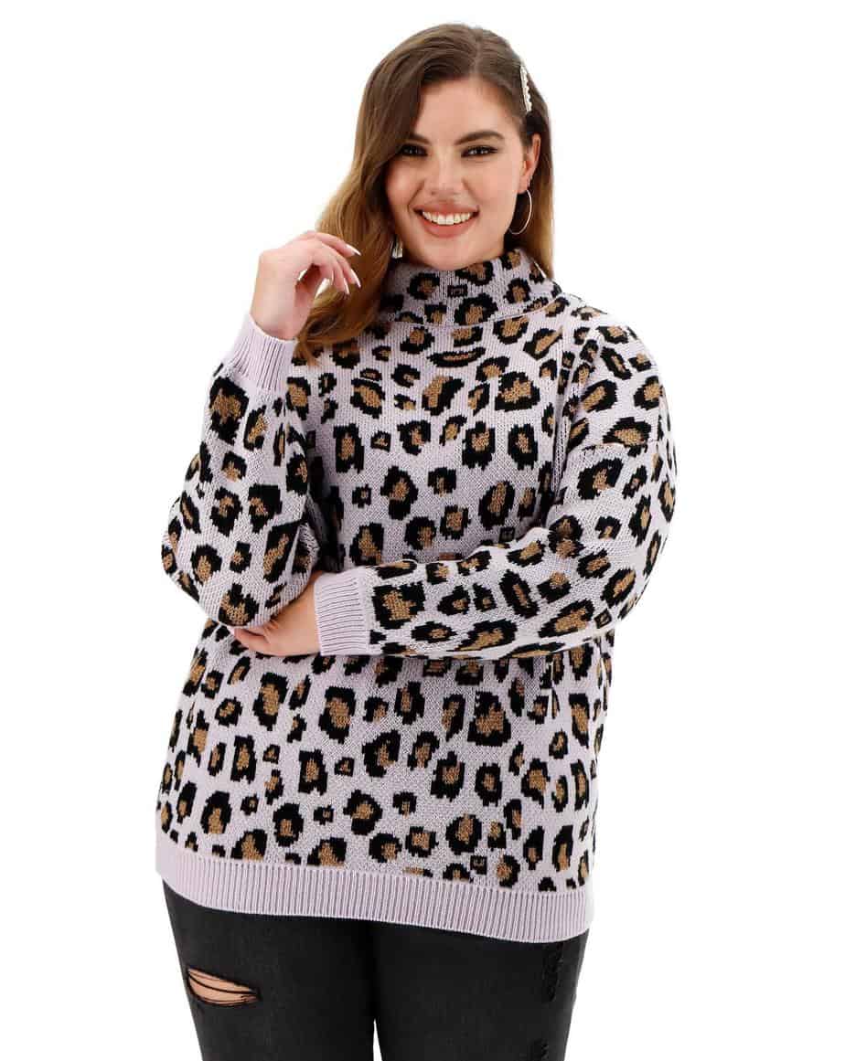 Leopard Metallic Sweater, Best Plus Size Sweaters For Autumn/Fall