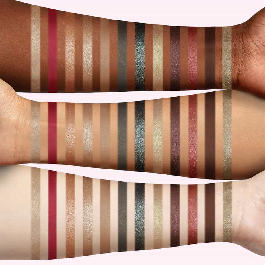 The eyeshadow swatches for the Winter Lights Eyeshadow Palette