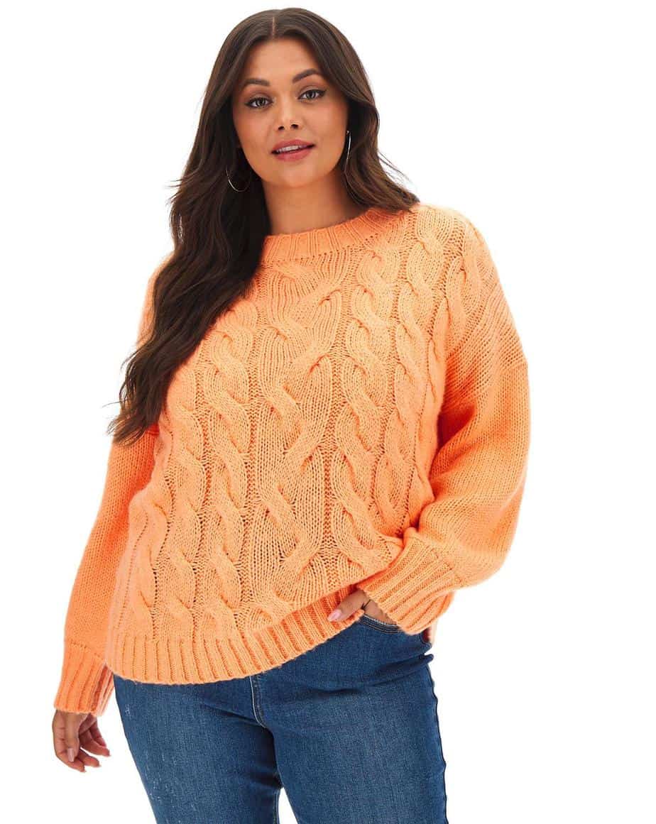 Boxy Chunky Cable Sweater, Best Plus Size Sweaters For Autumn/Fall