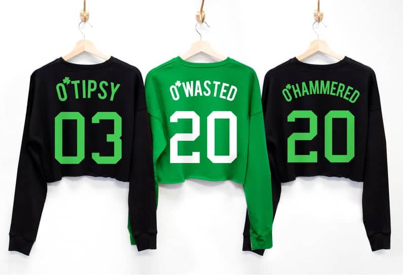 O'Wasted St. Patrick's Day Outfit Drinking Team Cropped Sweater