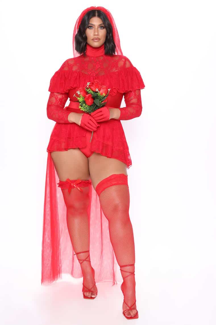 Sexy Fashionnova Halloween Costumes: Beetle Bride To Be 6 Piece Costume Set - Red