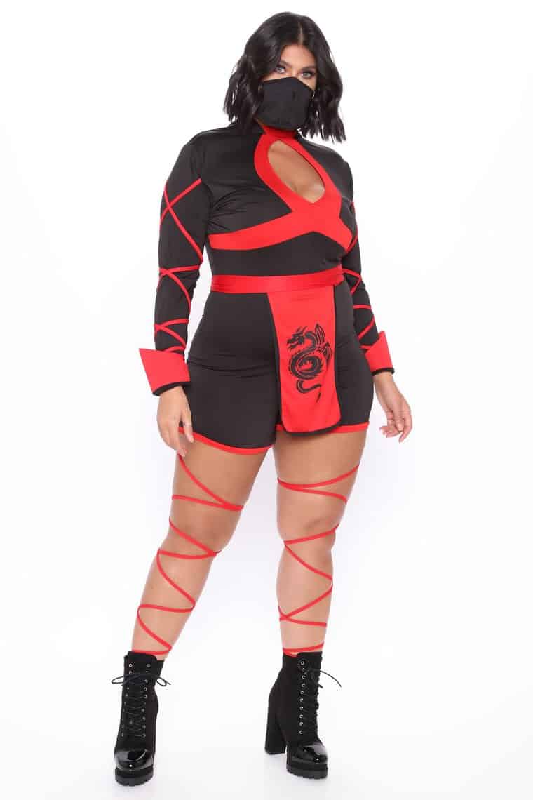 Sexy Fashionnova Halloween Costumes For Plus Size Women to Love. Dragon Ninja 3 Piece Costume Set - Black/Red
