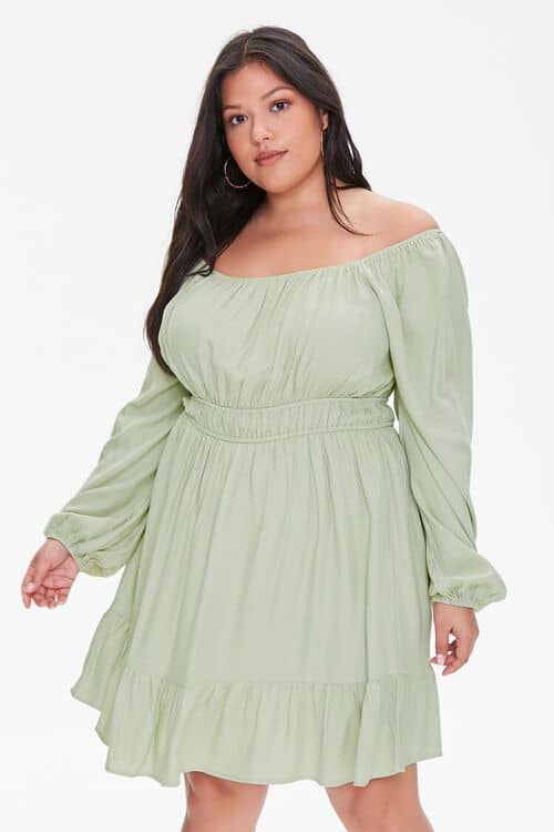 Plus Size Peasant-Sleeve Shirred Dress - 22 Cute Spring Dresses