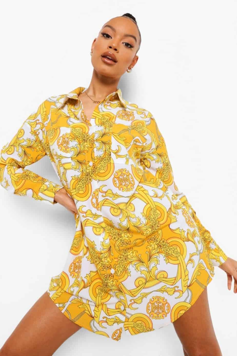 Scarf Print Oversized Shirt Dress - 22 Cute Spring Dresses