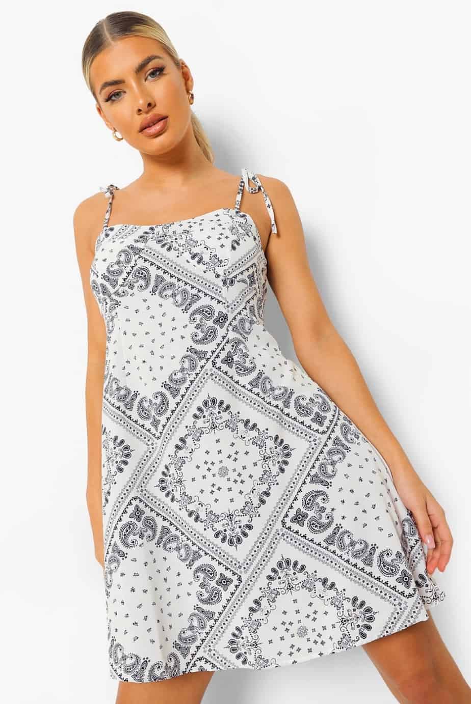 Bandana Print Tie Detail Swing Dress - 22 Cute Spring Dresses