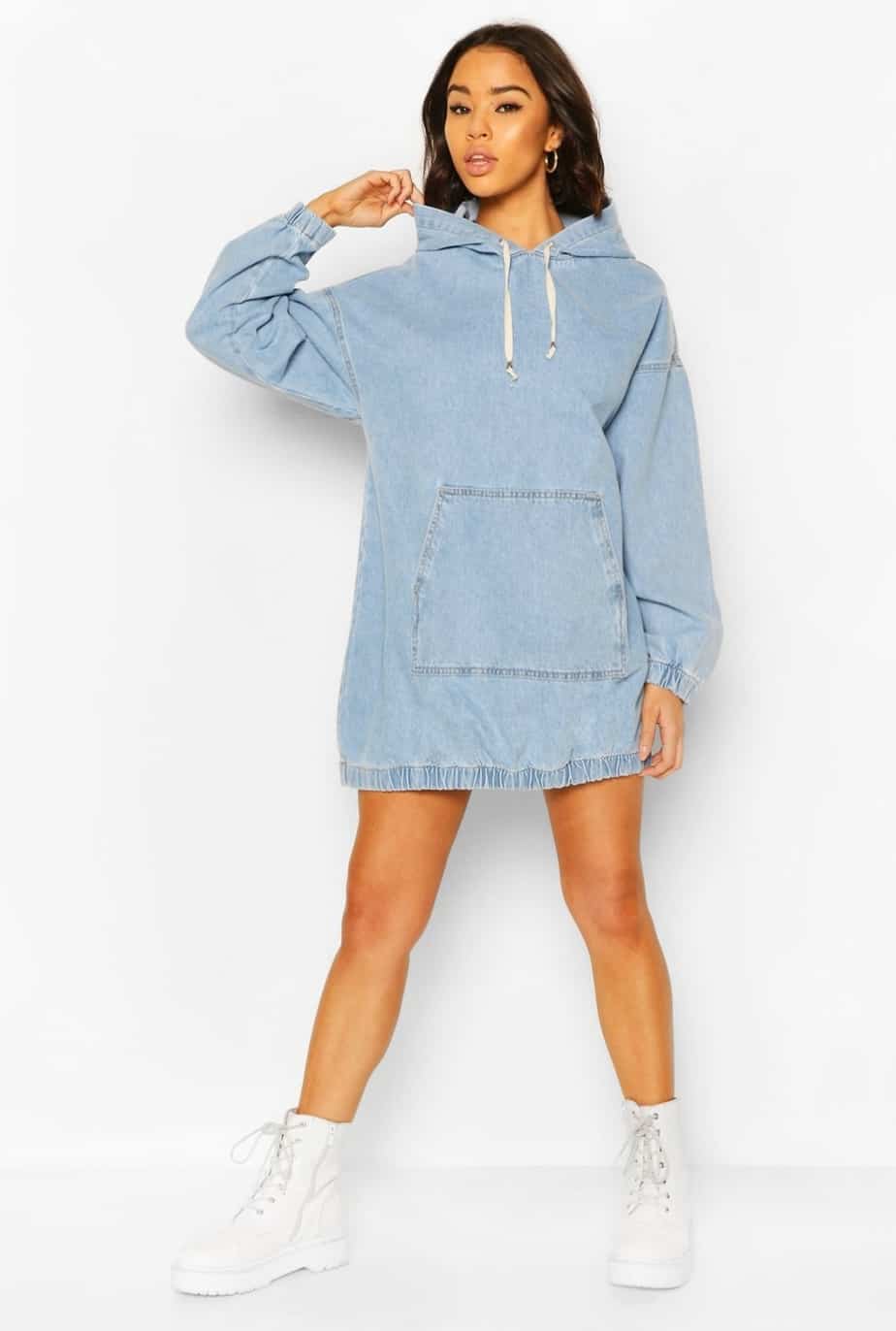 Hooded Denim Pullover Dress - 22 Cute Spring Dresses