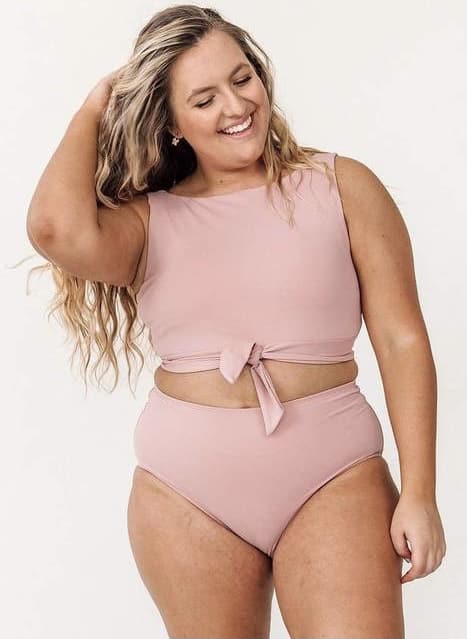 Dusty Rose High-Waist Bottom and Crop Top for plus size