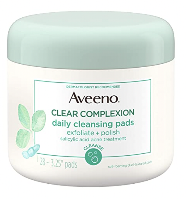 Aveeno Clear Complexion Daily Facial Cleansing Pads with Salicylic Acid Acne Treatment